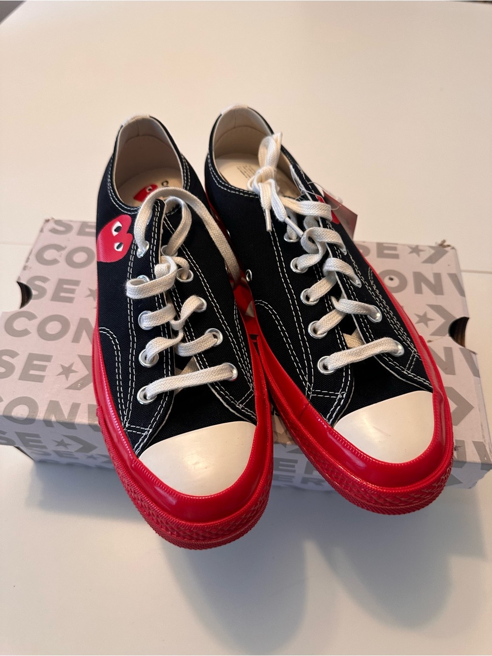 Converse Kids Black Canvas Sneakers with Red Accents